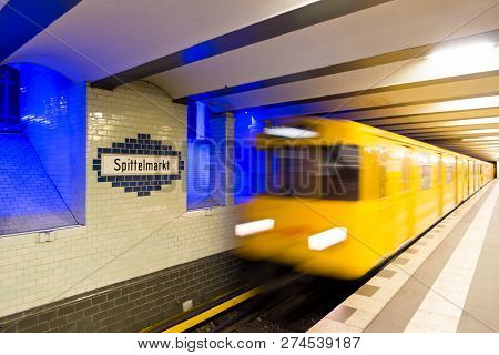 Berlin, Germany - December 18, 2017: Spittelmarkt Station In Berlin Subway Located Near To The Spree