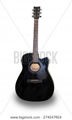 Electric Folk Guitar Isolated On White Background. This Has Clipping Path.