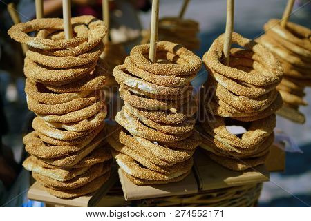 Donuts, Koulourakia, On Sale In Athens, Plaka District