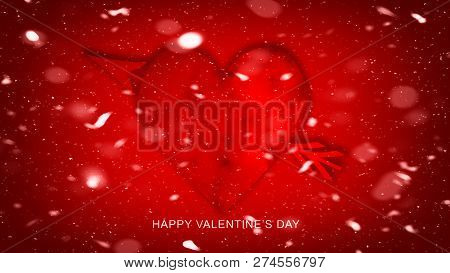 Colorful Arrow With Hearts For Happy Valentines Day . Love Card . Wedding Party Flyer Or  Printing, 