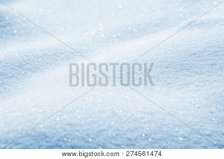Fresh Snow Background Texture. Winter Background With Snowflakes And Snow Mounds. Snow Lumps.