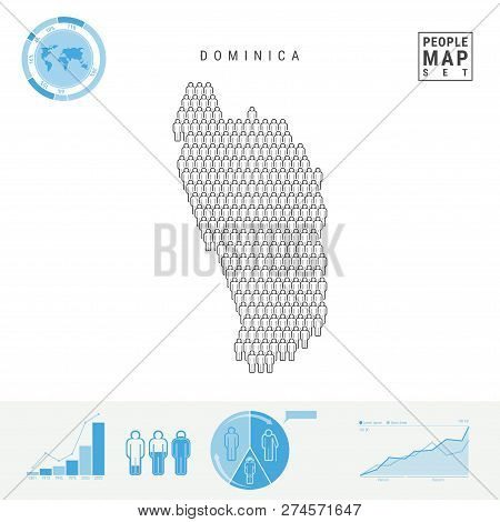 Dominica People Icon Map. People Crowd In The Shape Of A Map Of Dominica. Stylized Silhouette Of Dom
