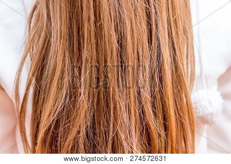 Hair Is A Woman Who Needs Care. Texture Of Hair