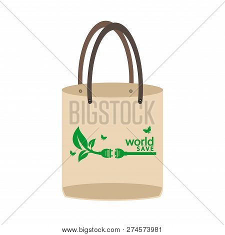 Ecology Concept,eco-friendly Fabric Bag Ideas.vector Illustration
