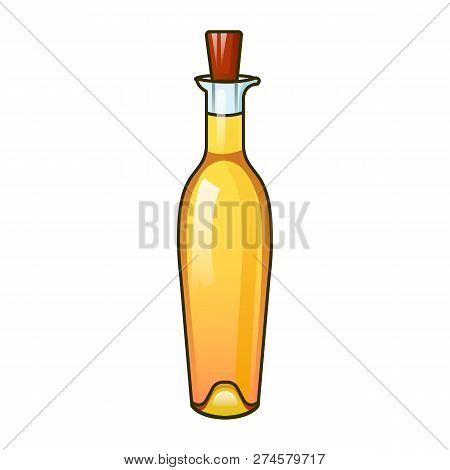 Golden Olive Oil Bottle Icon. Cartoon Of Golden Olive Oil Bottle Icon For Web Design Isolated On Whi