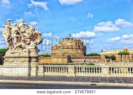Castel Santangelo From The Bridge Called Ponte Vittorio Emanuel