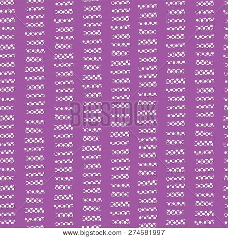 Ultraviolet Abstract Seamless Vector Background. White Hand Drawn Vertical Textured Blocks In Horizo