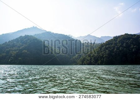 Phewa Lake And Hills In Pokhara, A Popular Tourist Destination. Taken In Nepal, Dec 2018