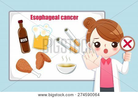 Woman Doctor Teach Medical Knowledge About Foods Which Are Easily Lead To Esophageal Cancer Cause