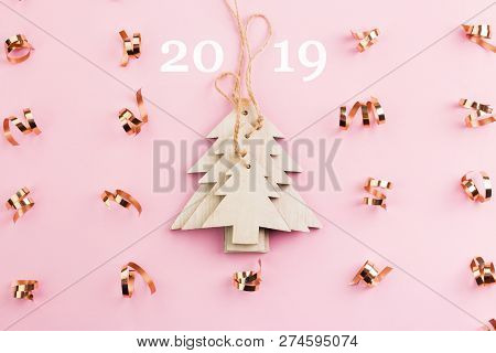 Christmas And New Year's Day Festive Decoration. Flat Lay.