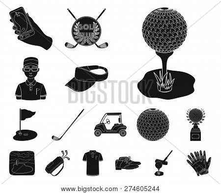 Golf And Attributes Black Icons In Set Collection For Design.golf Club And Equipment Vector Symbol S