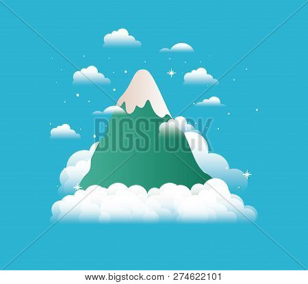 Snow Mountains In The Sky Vector Illustration Design