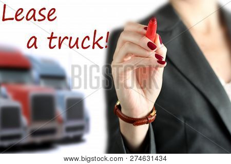 Businesswoman Leasing A New Truck To Driver / Company