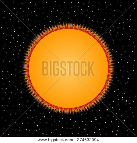 Yellow Star On Cosmic Background. Vector Illustration.