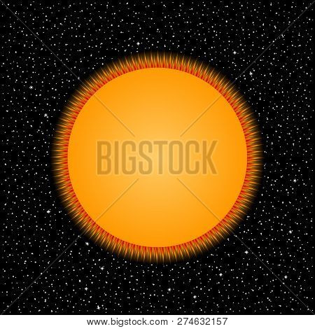 Yellow Star On Cosmic Background. Vector Illustration.