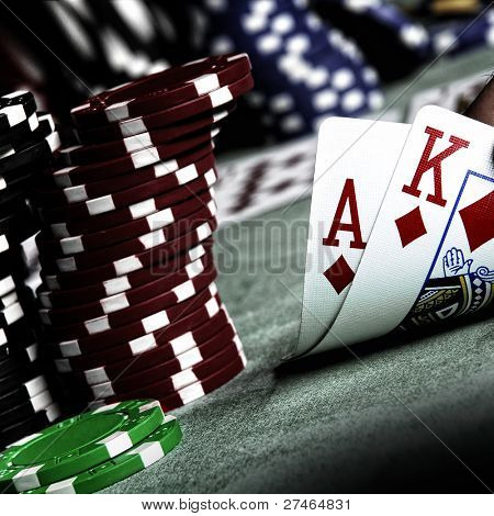 ASA, króla i poker żetony stosu