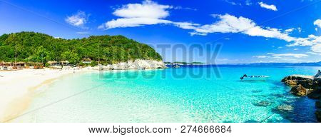 Best beaches of Greece - Vrika beach with crystal turquoise sea 