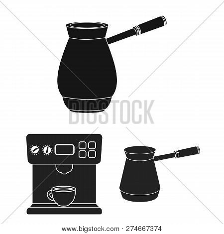 Vector Design Of Coffee And Machine Sign. Set Of Coffee And Kitchen Vector Icon For Stock.