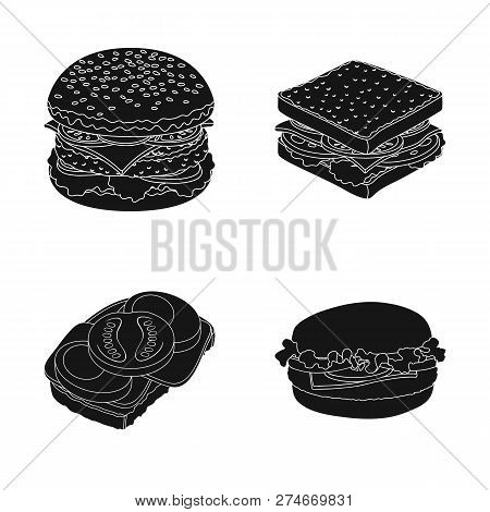 Isolated Object Of Sandwich And Wrap Icon. Set Of Sandwich And Lunch Vector Icon For Stock.