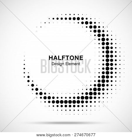 Halftone Circle Frame Abstract Dots Logo Emblem Design Element For Medical, Treatment, Cosmetic. Hal
