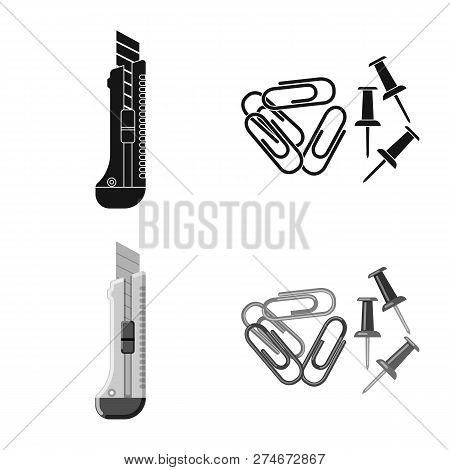 Vector Illustration Of Office And Supply Sign. Set Of Office And School Stock Vector Illustration.