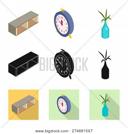 Vector Illustration Of Bedroom And Room Symbol. Collection Of Bedroom And Furniture Vector Icon For 