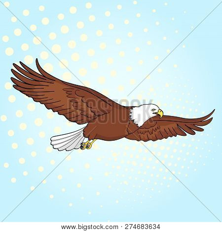 Pop Art Background Bird Eagle, Falcon. Raster Of An Imitation Retro Comic Style