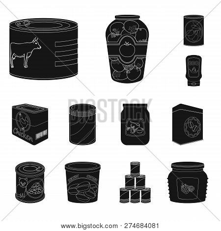 Isolated Object Of Can And Food Symbol. Set Of Can And Package Vector Icon For Stock.
