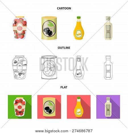 Vector Design Of Can And Food Symbol. Set Of Can And Package Stock Vector Illustration.