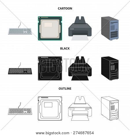 Vector Illustration Of Laptop And Device Sign. Set Of Laptop And Server Stock Symbol For Web.