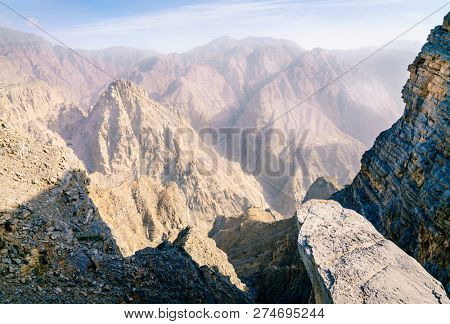 Barren landscape of Hajar mountains in Ras Al Khaimah,UAE