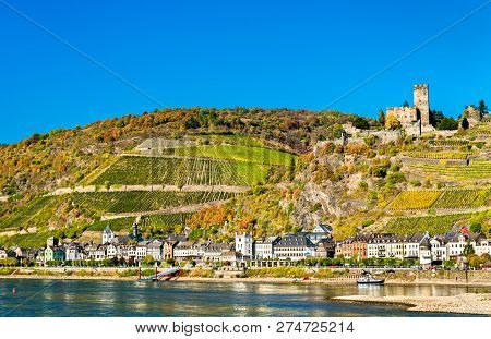 Gutenfels Or Caub Castle At Kaub In The Middle Rhine Valley, Germany