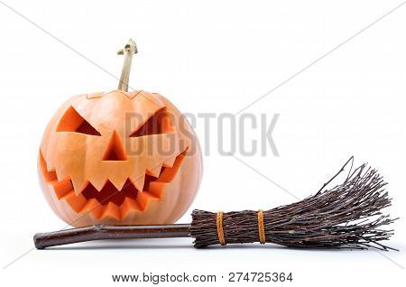 Jack's Head Of A Lantern Carved From Pumpkin For Halloween