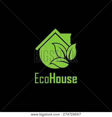 Vector Eco House Logo Design Template. Its Simple Good Design With Leaf And House Combination. Logo 