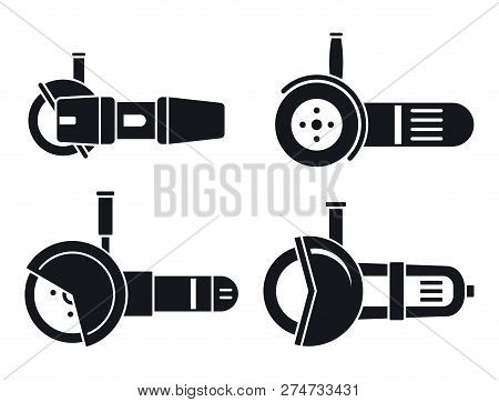 Angle Grinder Tool Icon Set. Simple Set Of Angle Grinder Tool Vector Icons For Web Design On White B