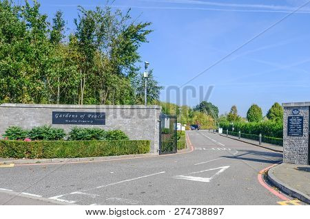 Hainault, Essex, Uk - October 5, 2018: View Of The Entrance To The Gardens Of Peace Muslim Cemetery 