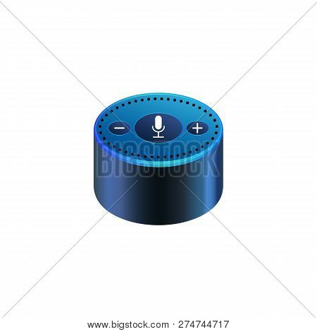 Smart Speaker For Smart Home Control With Icons. Iot Voice Control Gadget Of Your House. Intelligent
