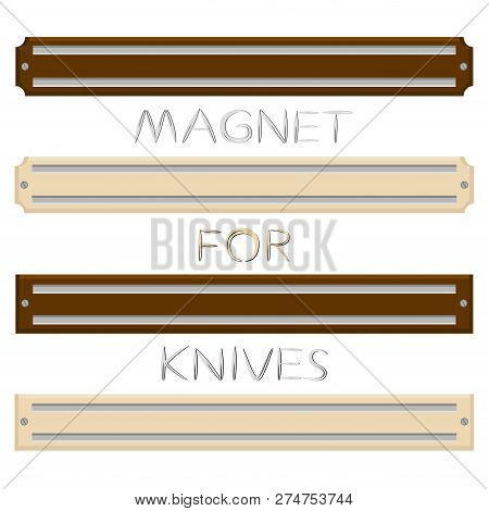 Illustration On Theme Big Colored Set Different Types Magnets Different Size For Knives. Magnet Patt