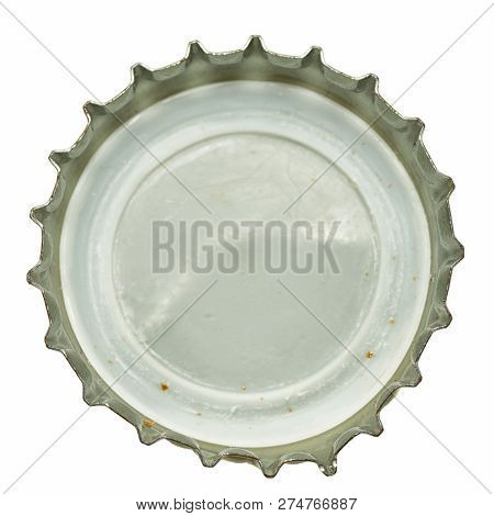 Blank White Beer Lid Mock Up, Back Side, Top View. Empty Metal Soda Cap Mock Up Design Template. Cle