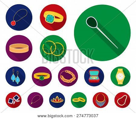 Jewelry And Accessories Flat Icons In Set Collection For Design.decoration Vector Symbol Stock Web I