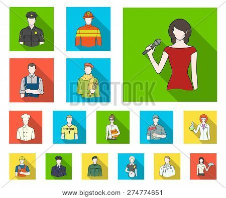 People Of Different Professions Flat Icons In Set Collection For Design. Worker And Specialist Vecto