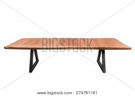Wooden Modern Table On White Background.
