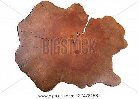 Wooden Modern Table On White Background.
