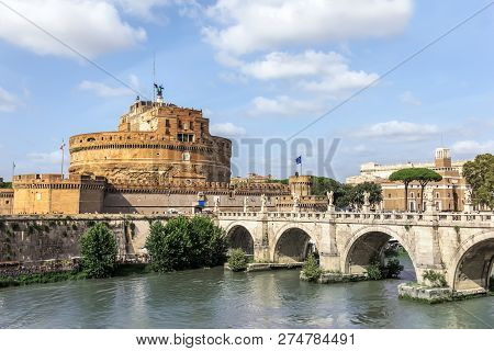 Castel Santangelo And Ponte Santangelo, Rome, Italy