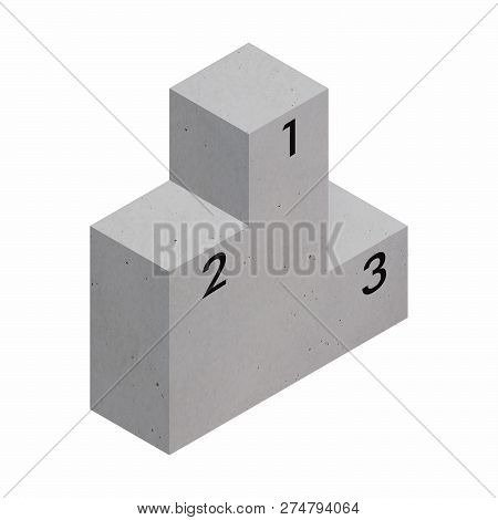 Concrete Podium With 1St 2Nd And 3Rd Place Isolated Over White