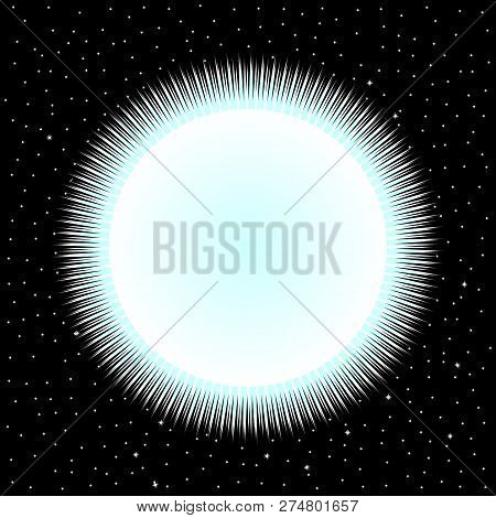 Blue Star On Cosmic Background. Vector Illustration.