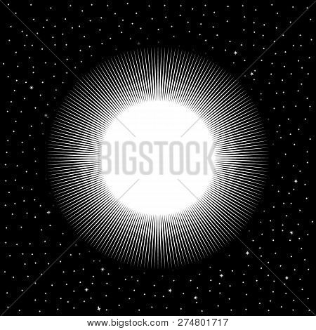 White Star On Cosmic Background. Vector Illustration.