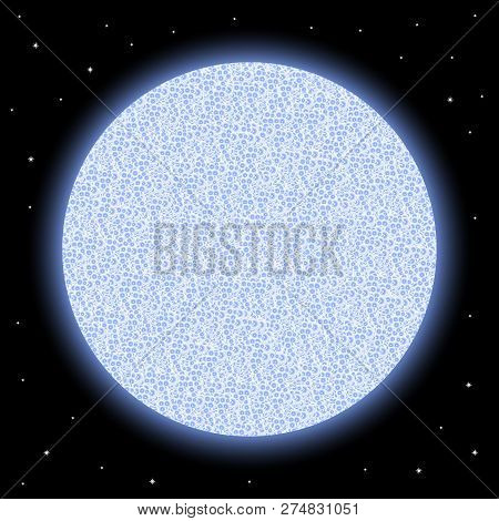 Blue Star On Black Cosmic Background. Illustration.