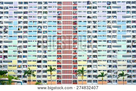 Choi Hung Estate Is Colourful Building Located At Wong Tai Sin, Kowloon, Hong Kong.