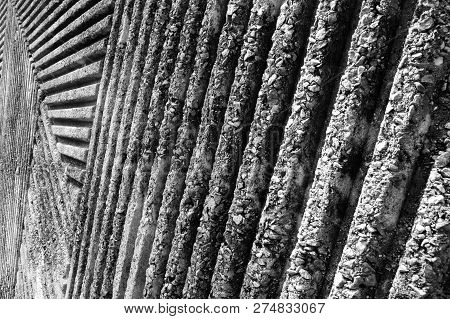 Groovy Concrete Wall With Pattern Of Lines In The Park